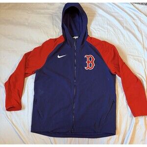 Nike Boston Red Sox Player Issue Therma-Fit Jacket Blue Red Hooded Size-XL